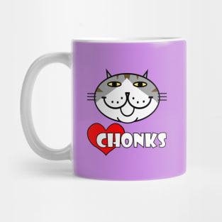 Heart Chonks - Grey and White Cat Mug